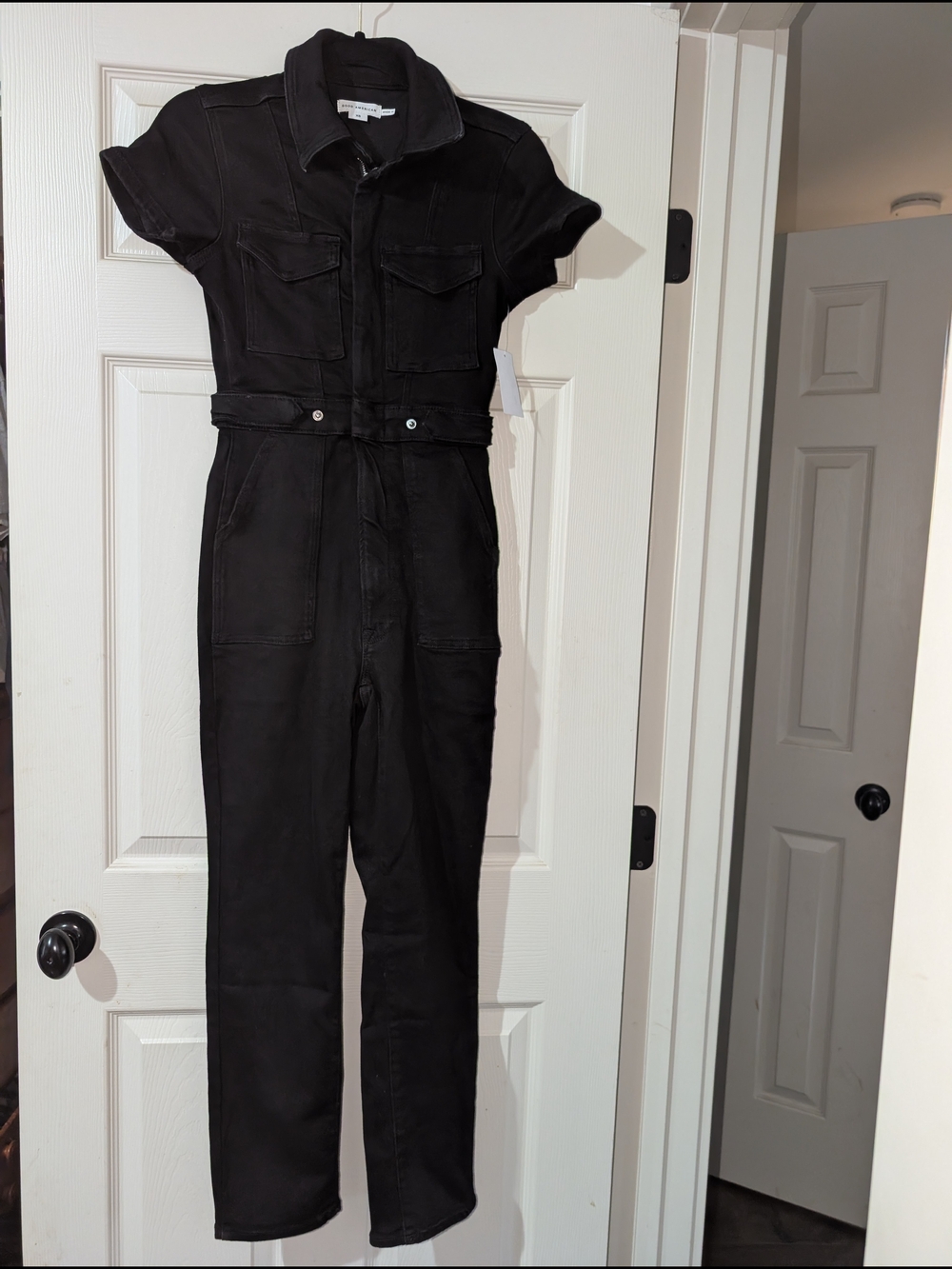 Good American Black Denim Jumpsuit